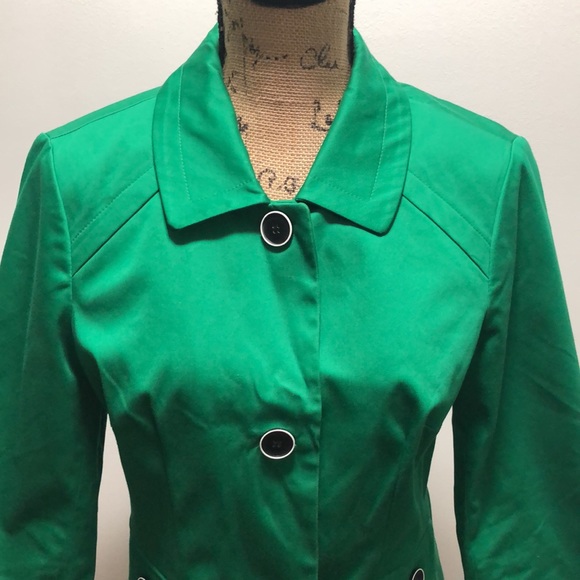 {East 5th} Green Collared Button Front Swing Jacket - Picture 3 of 9